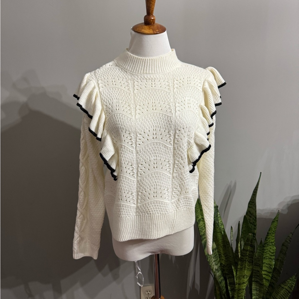 Marc New York Cream Sweater with Black Trim  size de - Picture 3 of 12
